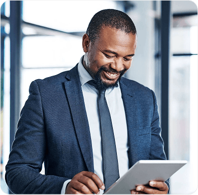Businessman looking at tablet